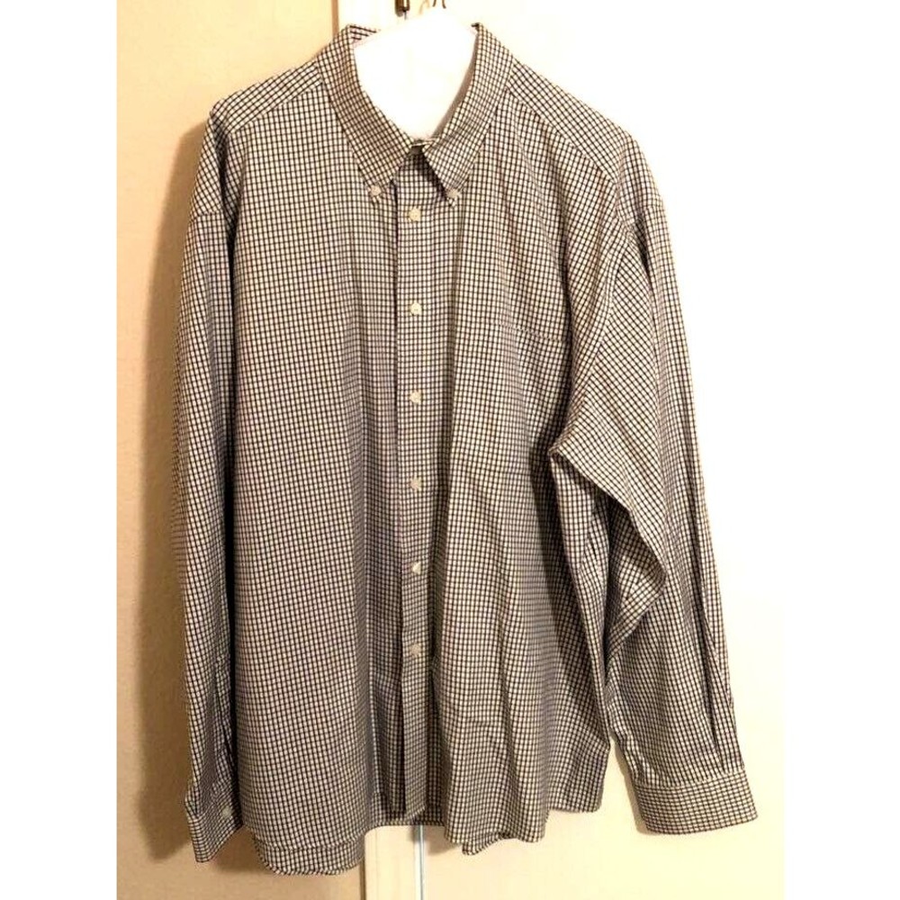 Eddie Bauer Mens Button Down Shirt Multicolor Micro Windowpane Long Sleeve XL